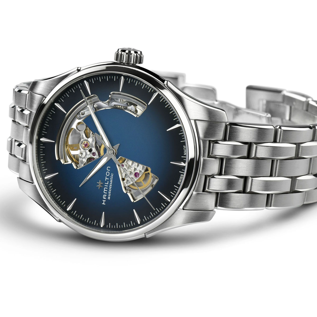 Hamilton Jazzmaster Open Heart Automatic 40mm Men's Watch, Smoked Blue Dial