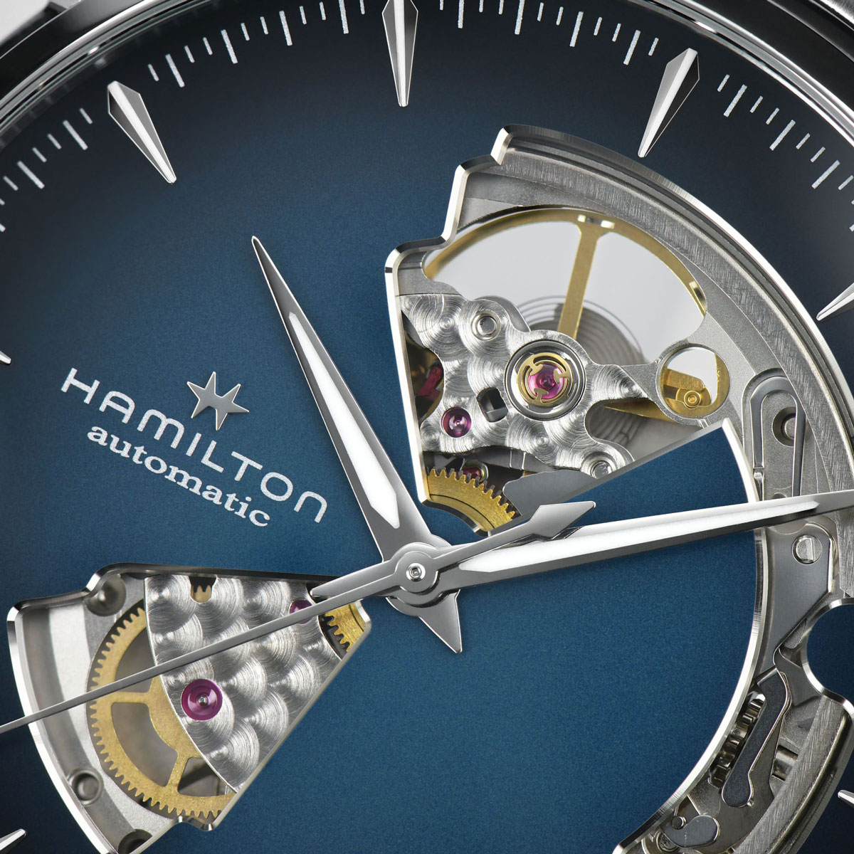 Hamilton Jazzmaster Open Heart Automatic 40mm Men's Watch, Smoked Blue Dial