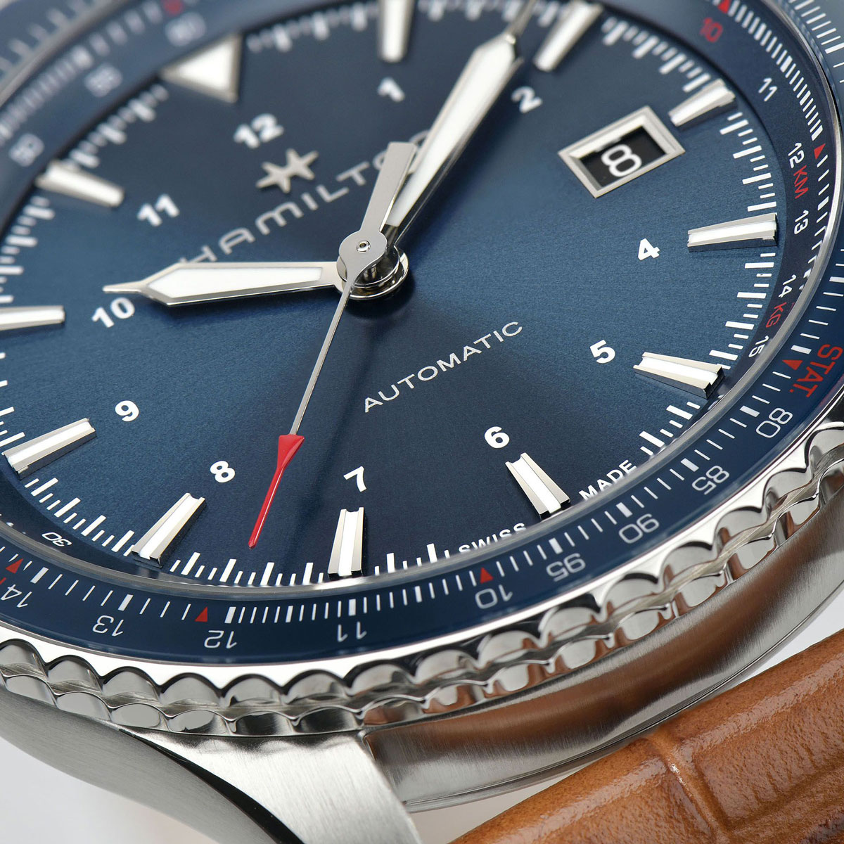 Hamilton Khaki Aviation Converter Automatic 42mm Men's Watch, Blue Dial and Brown Leather Strap