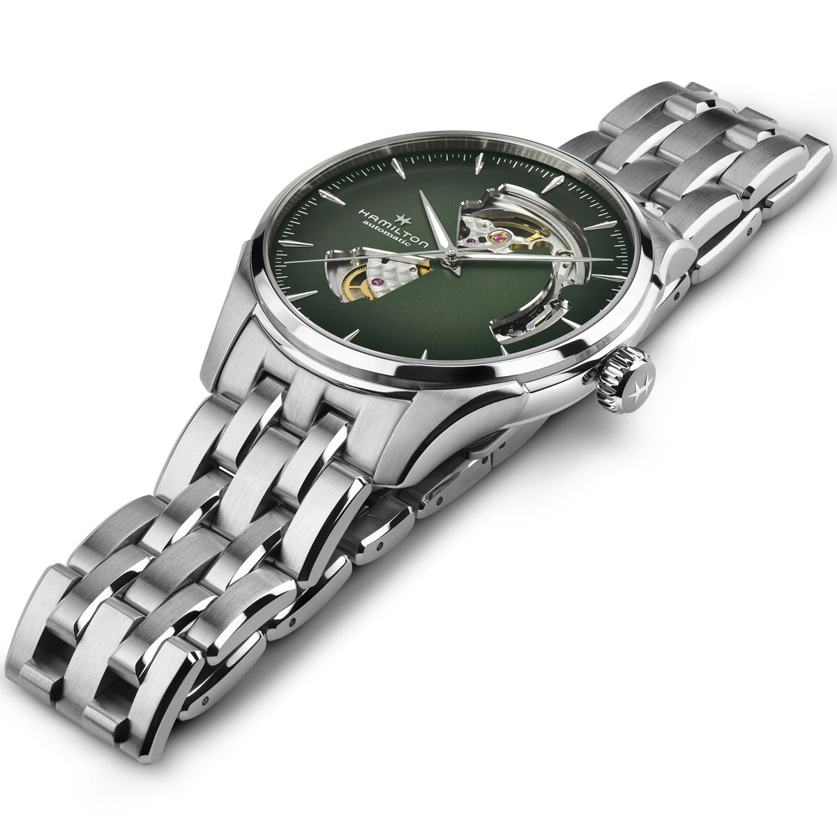 Hamilton Jazzmaster Open Heart Automatic 40mm Watch, Smoked Green Dial