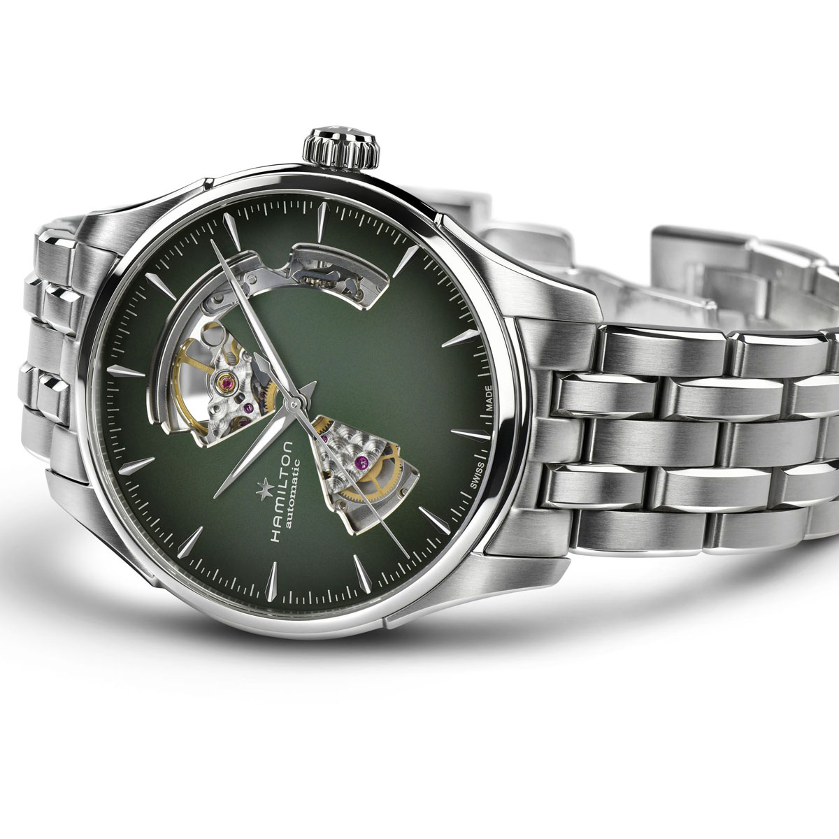Hamilton Jazzmaster Open Heart Automatic 40mm Watch, Smoked Green Dial