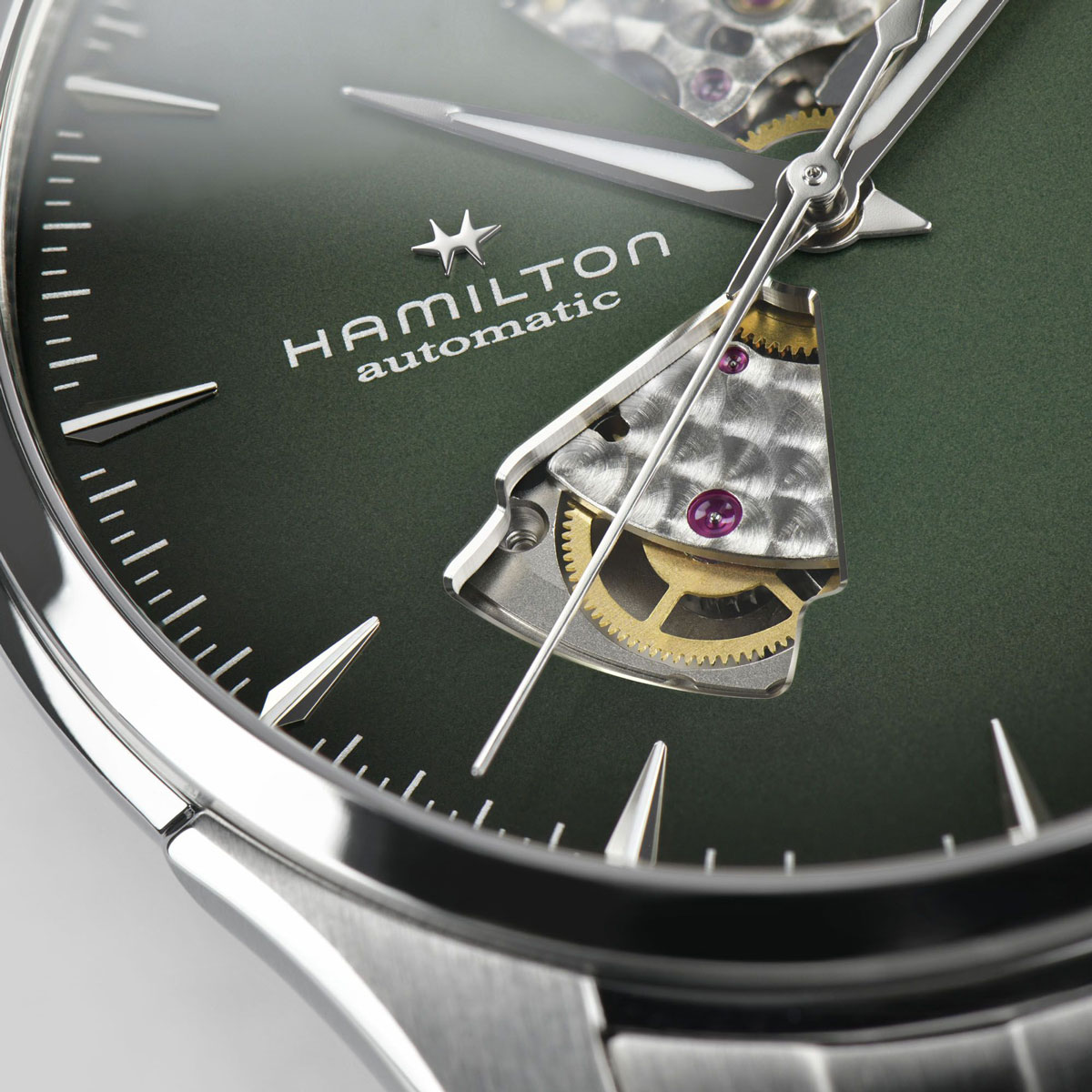 Hamilton Jazzmaster Open Heart Automatic 40mm Watch, Smoked Green Dial
