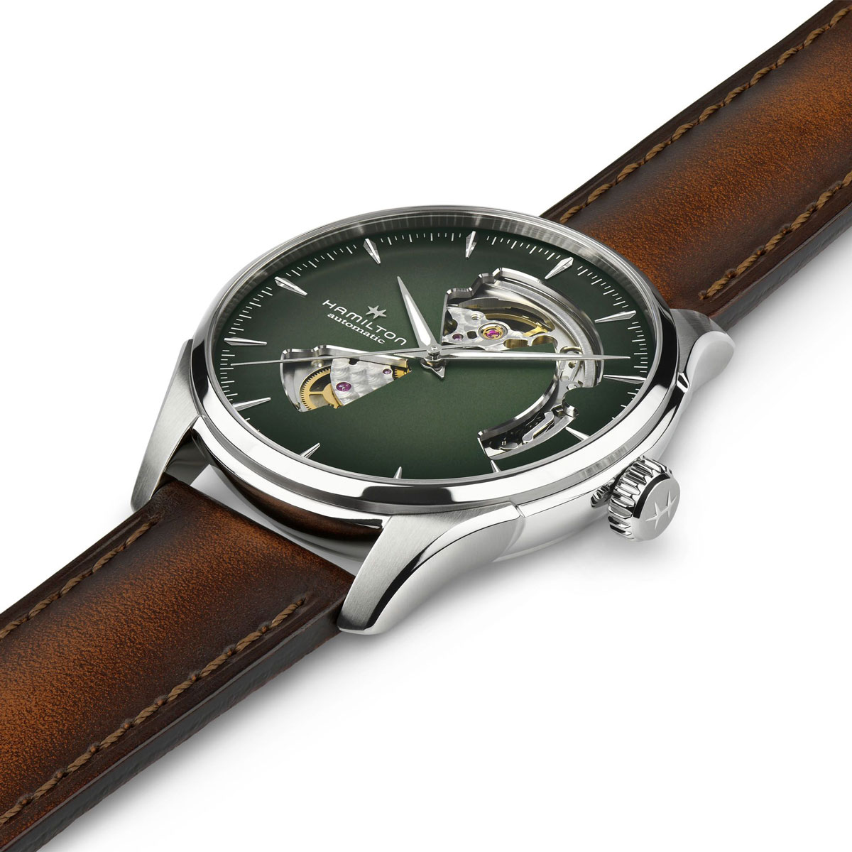Hamilton Jazzmaster Open Heart Automatic 40mm Men's Watch, Green Dial