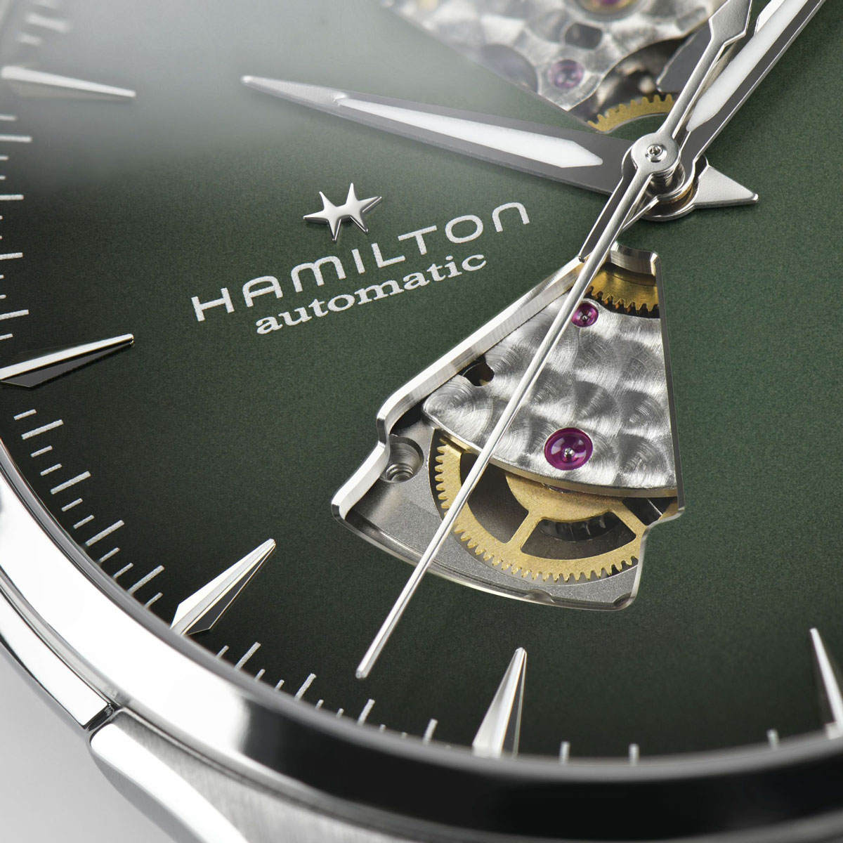 Hamilton Jazzmaster Open Heart Automatic 40mm Men's Watch, Green Dial