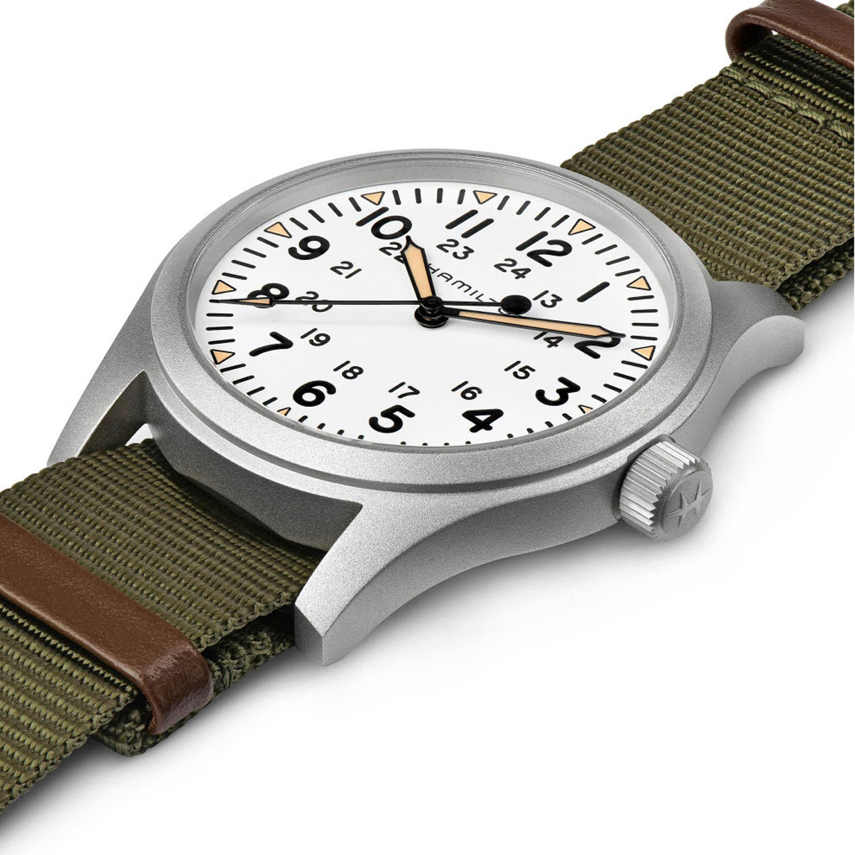 Hamilton Khaki Field Mechanical 42mm Men's Watch, White Dial