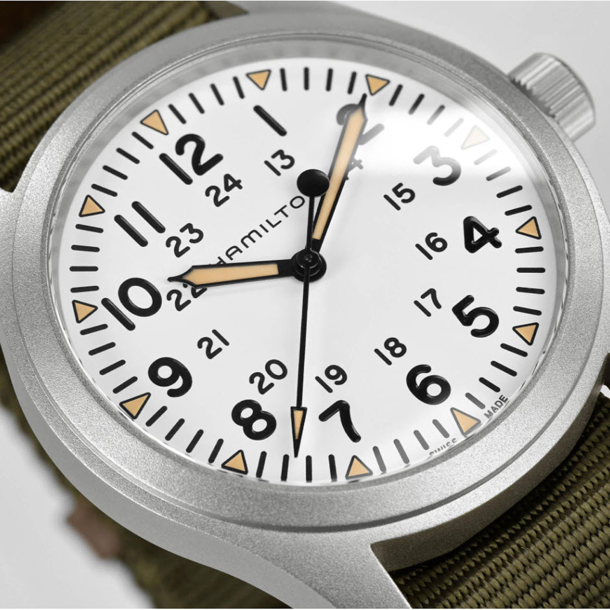 Hamilton Khaki Field Mechanical 42mm Men's Watch, White Dial