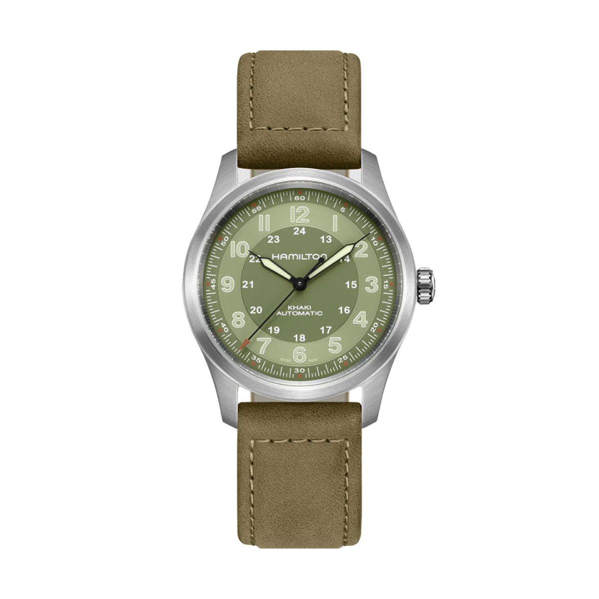 Hamilton Khaki Field Titanium Automatic 38mm Men's Watch, Green Dial