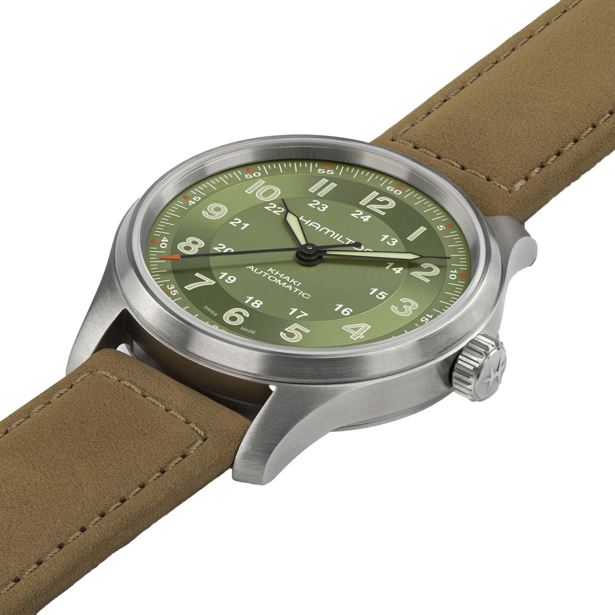 Hamilton Khaki Field Titanium Automatic 42mm Men's Watch, Green Dial