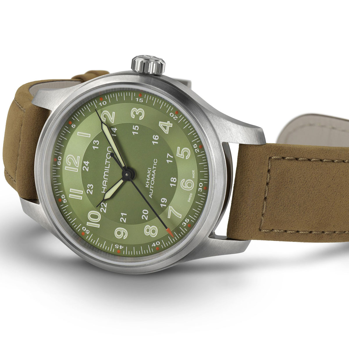 Hamilton Khaki Field Titanium Automatic 42mm Men's Watch, Green Dial