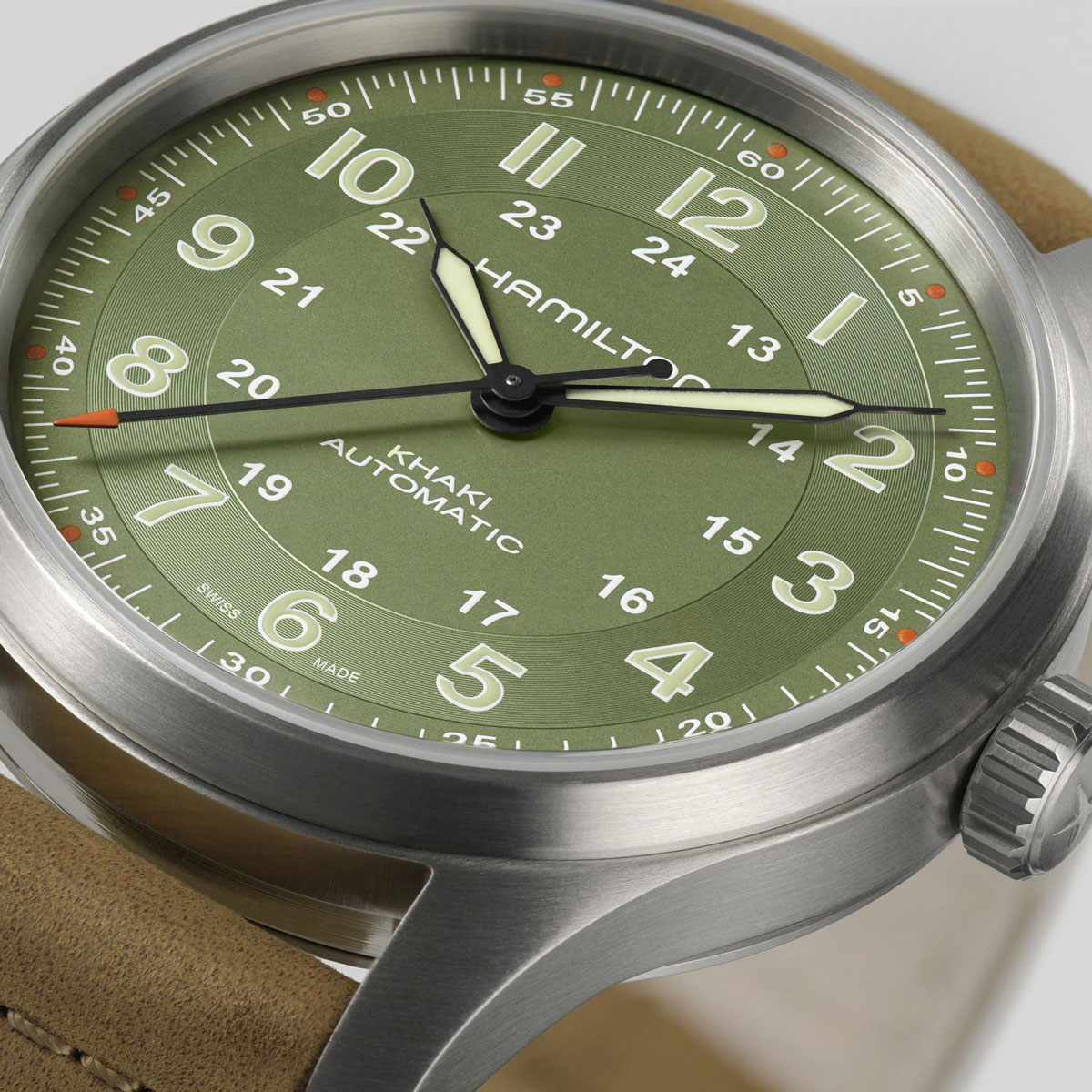 Hamilton Khaki Field Titanium Automatic 42mm Men's Watch, Green Dial