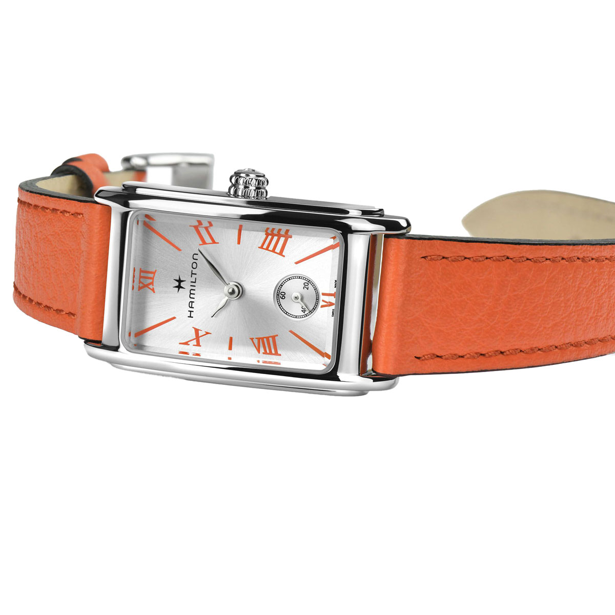 Hamilton American Classic Ardmore Quartz 18mm Watch, Silver and Orange Dial