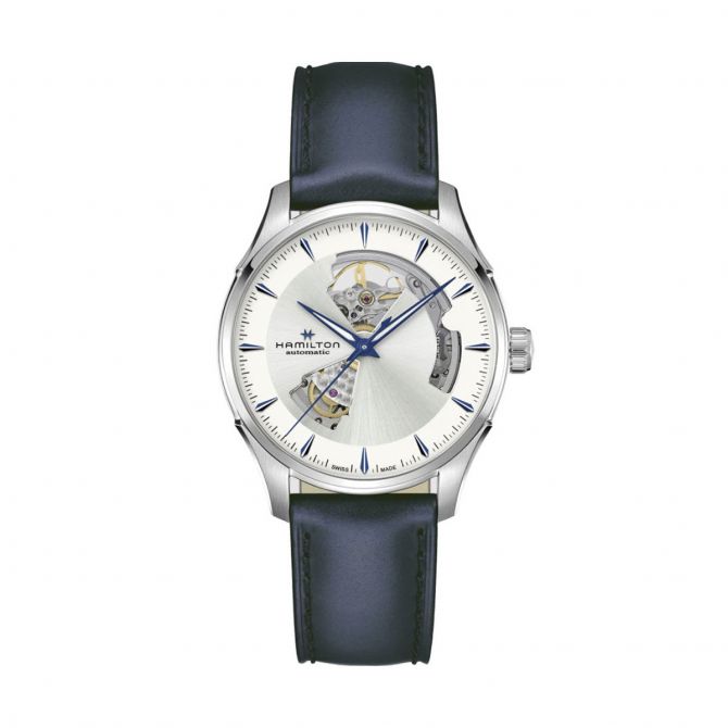 Hamilton Jazzmaster Open Heart Automatic 40mm Men's Watch, Silver and Blue Dial