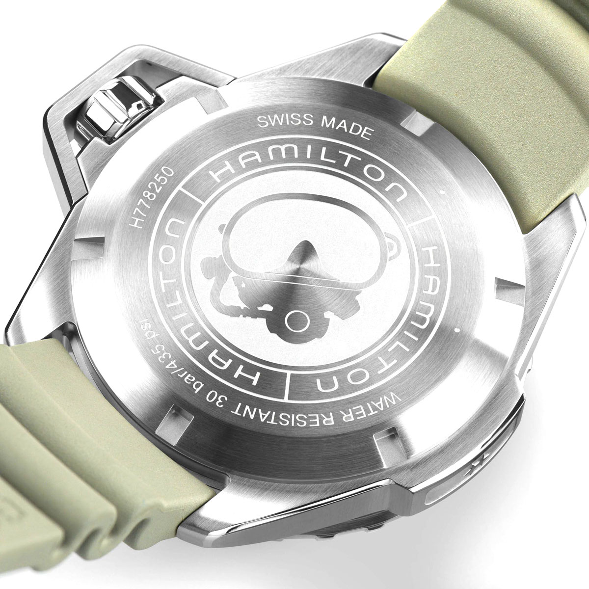 Hamilton Khaki Navy Frogman Automatic 46mm Men's Watch, Black Dial and Green Rubber Strap