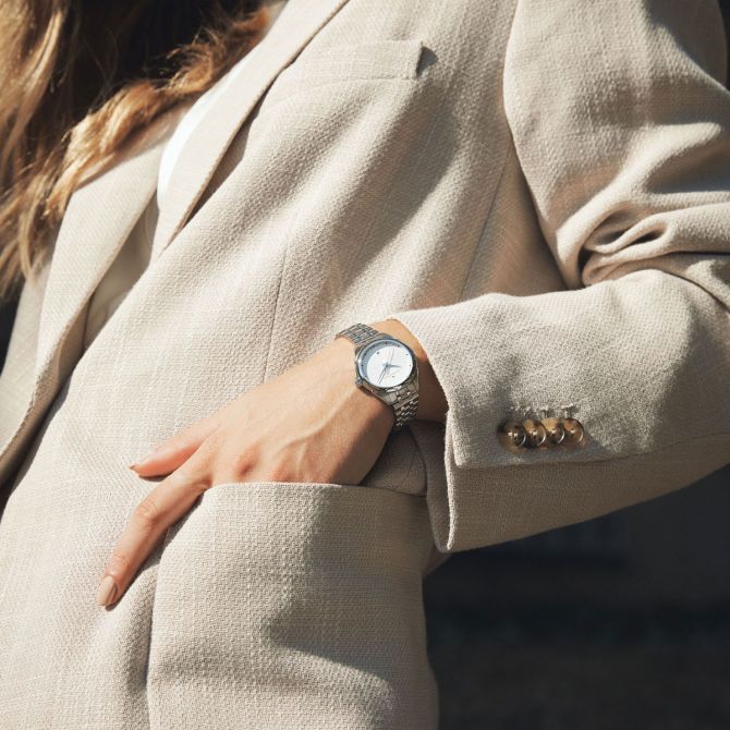 Hamilton Jazzmaster Lady Quartz 30mm Watch, Silver White Pattern