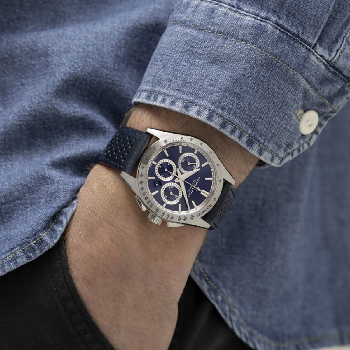 Hamilton Jazzmaster Performer Automatic Chronograph 42mm Men's Watch, Blue Dial