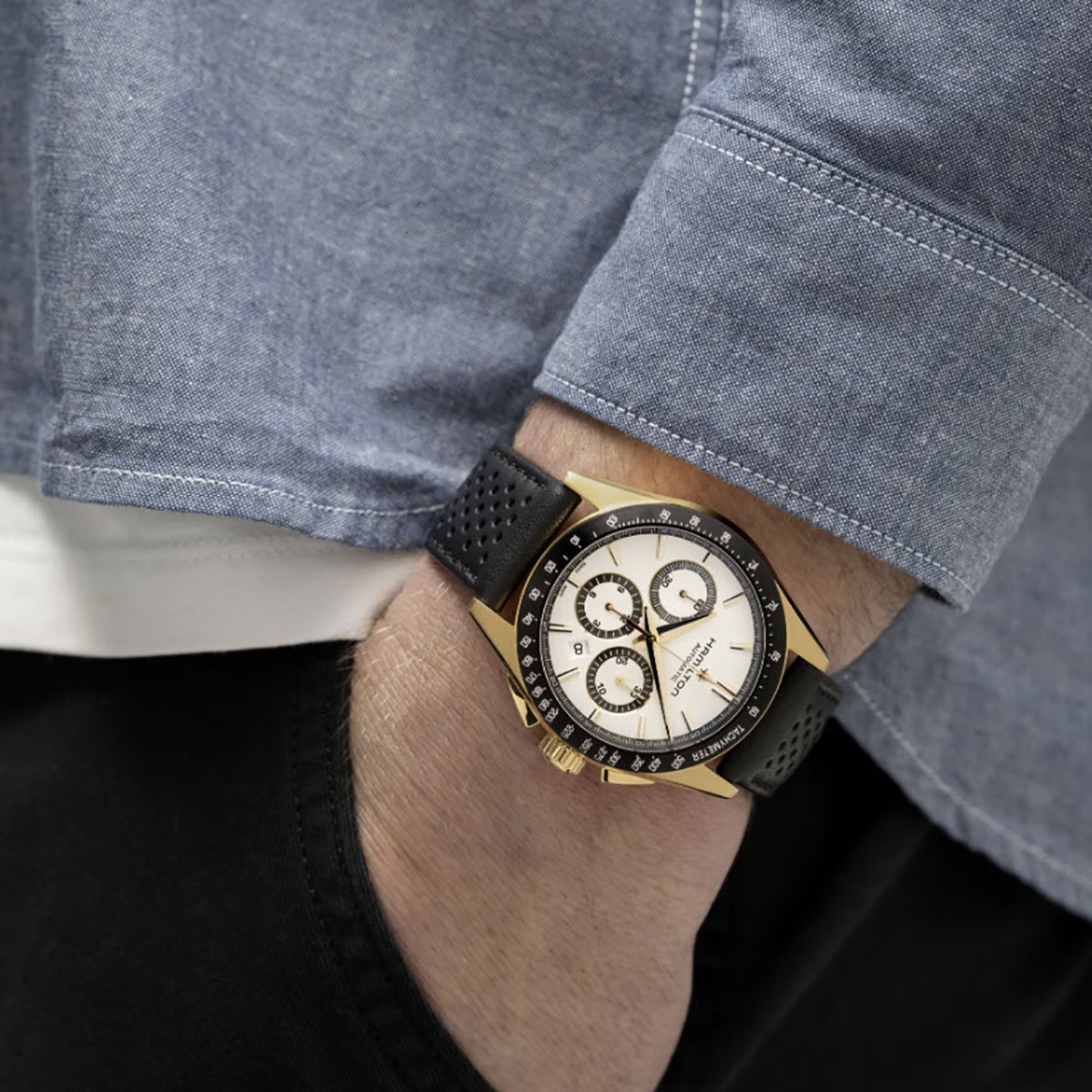 Hamilton Jazzmaster Performer Automatic Chronograph 42mm Men's Watch, White Dial