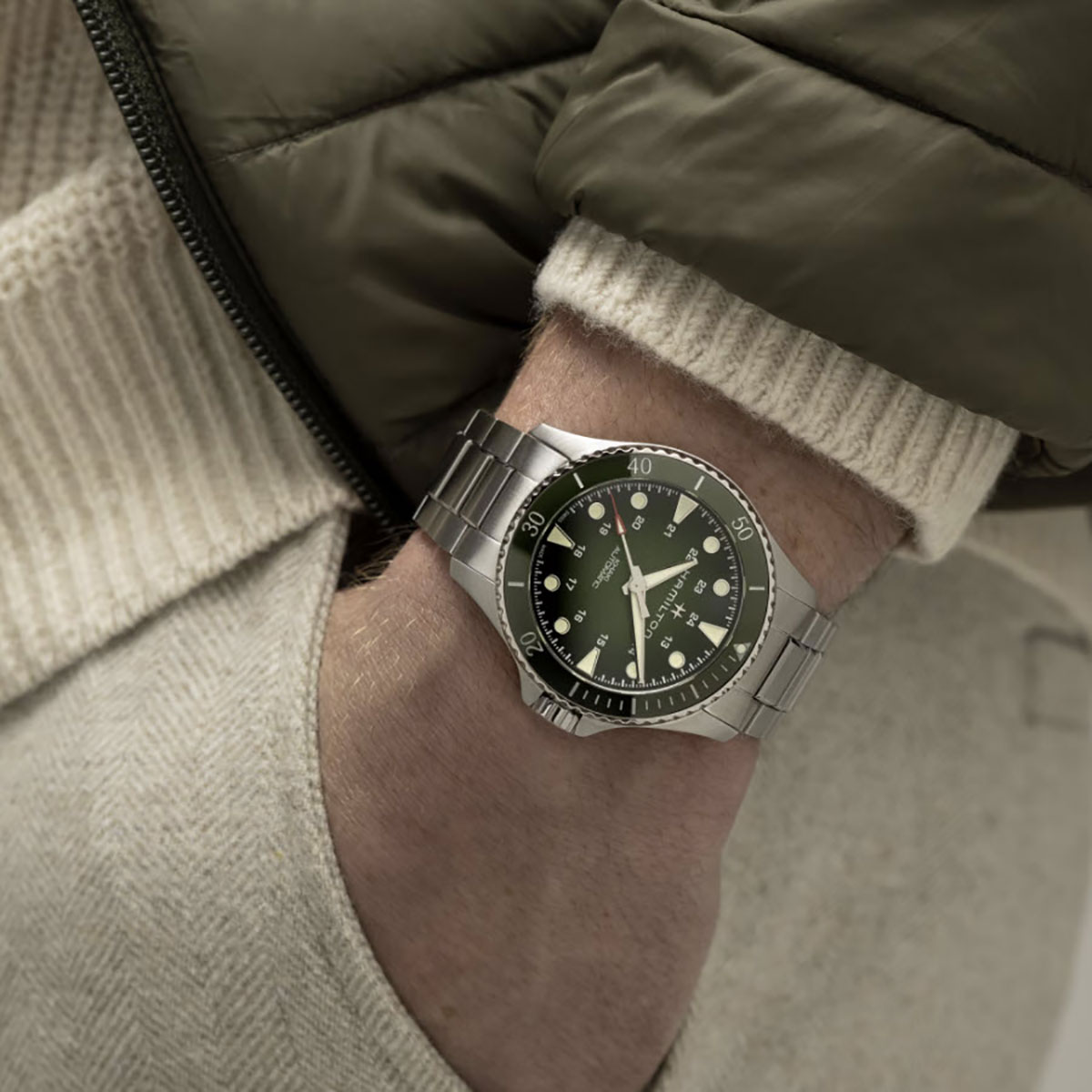 Hamilton Khaki Navy Scuba Automatic 43mm Men's Watch, Deep Green Dial