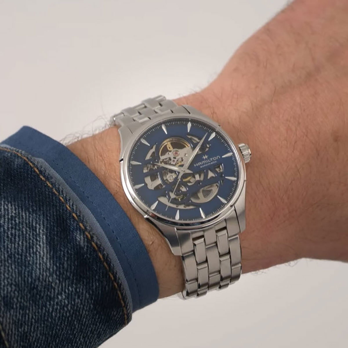 Hamilton Jazzmaster Skeleton Automatic 40mm Men's Watch, Blue Cut-Out Dial