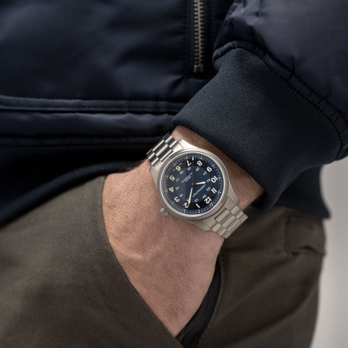 Hamilton Khaki Field Titanium Automatic 42mm Men's Watch, Blue Dial