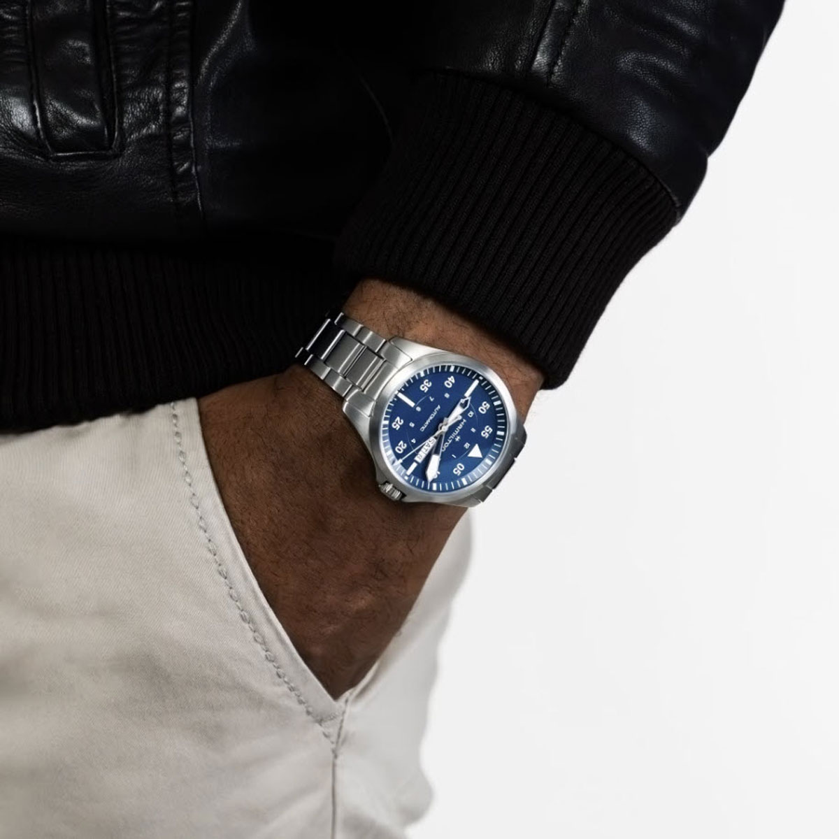 Hamilton Khaki Aviation Pilot Day Date Automatic 42mm Men's Watch, Blue Dial