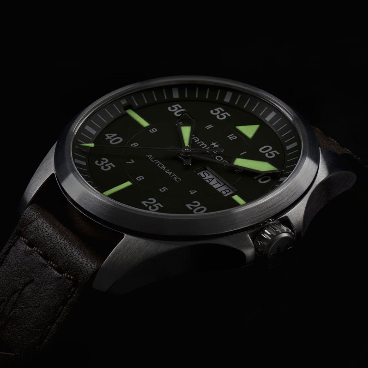 Hamilton Khaki Aviation Pilot Day Date Automatic 42mm Men's Watch, Green Dial