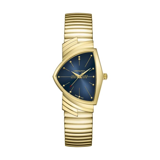 Hamilton Ventura Quartz 32mmx50mm Watch, Blue and Yellow Gold Tone Dial