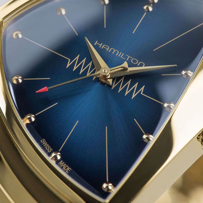 Hamilton Ventura Quartz 32mmx50mm Watch, Blue and Yellow Gold Tone