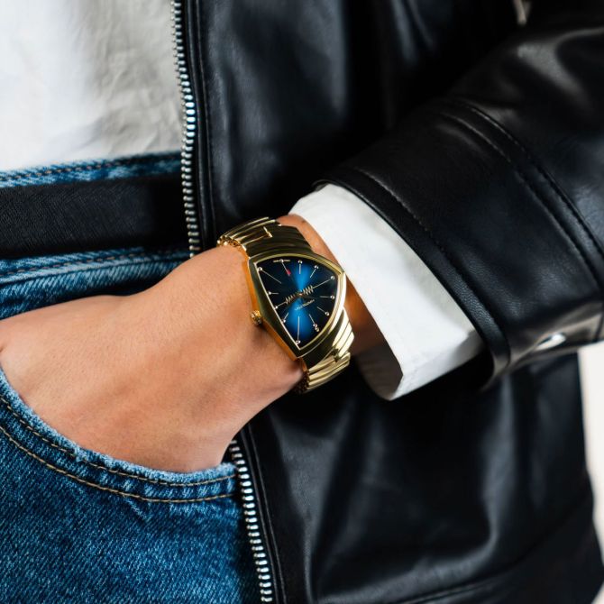 Hamilton Ventura Quartz 32mmx50mm Watch, Blue and Yellow