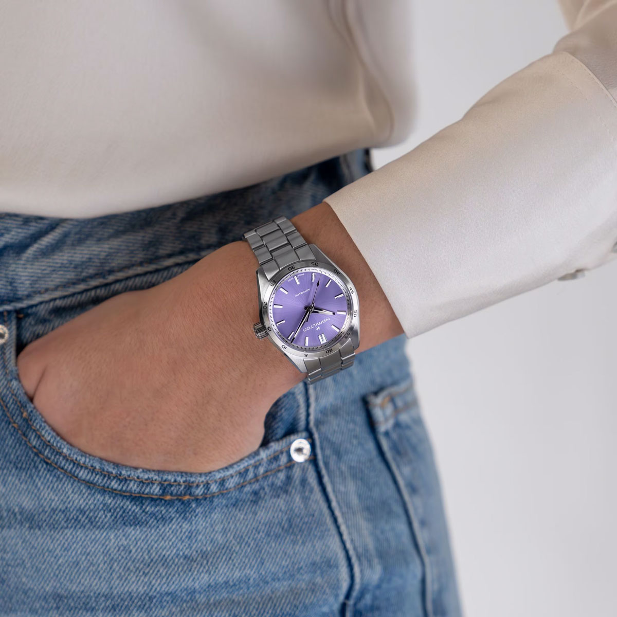 Hamilton Jazzmaster Performer Automatic 34mm Women's Watch, Purple Dial