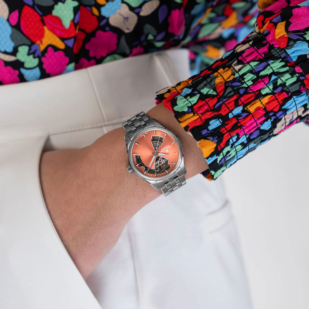 Hamilton Jazzmaster Open Heart Lady Automatic 36mm Watch, Apricot Dial