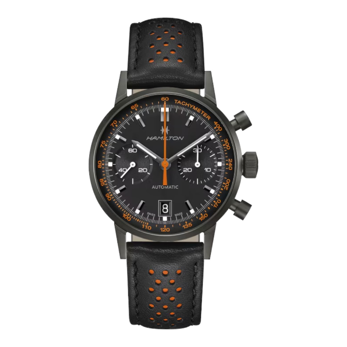 Hamilton American Classic Intra-matic Automatic Chronograph 40mm Men's Watch, Black and Orange Dial