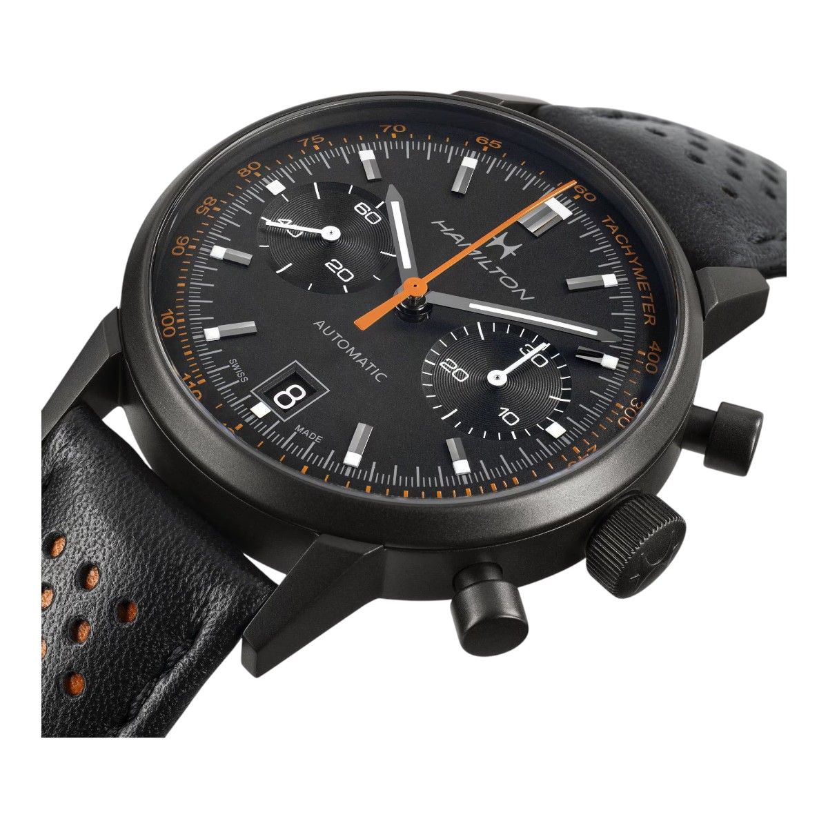 Hamilton American Classic Intra-matic Automatic Chronograph 40mm Men's Watch, Black and Orange Dial