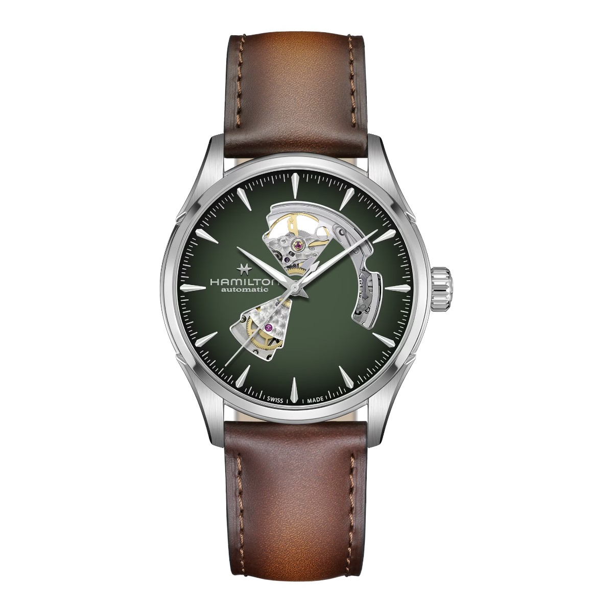 Hamilton Jazzmaster Open Heart Men's 42mm Watch, Green Skeleton Dial