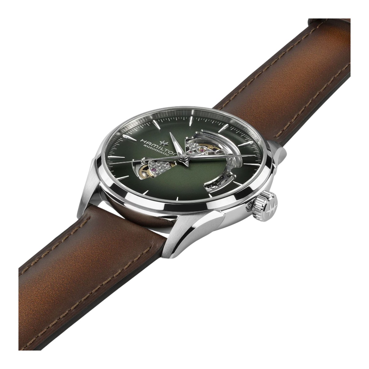 Hamilton Jazzmaster Open Heart Men's 42mm Watch, Green Skeleton Dial