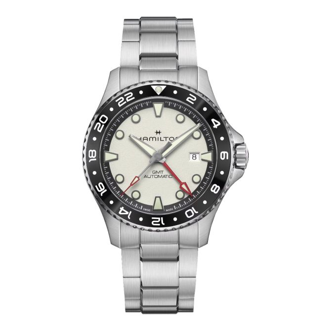 Hamilton Khaki Navy Scuba Automatic GMT 43mm Men's Watch, Silver Dial