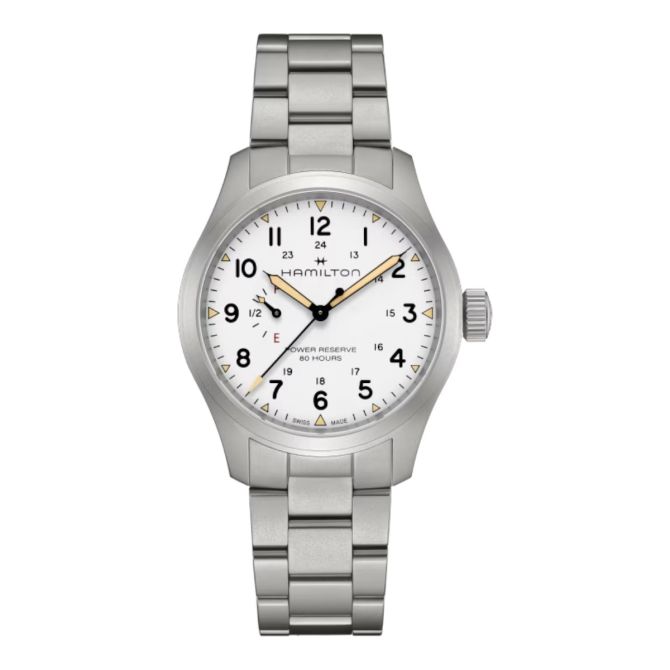 Hamilton Khaki Field Mechanical Power Reserve 40mm Men's Watch, White Dial