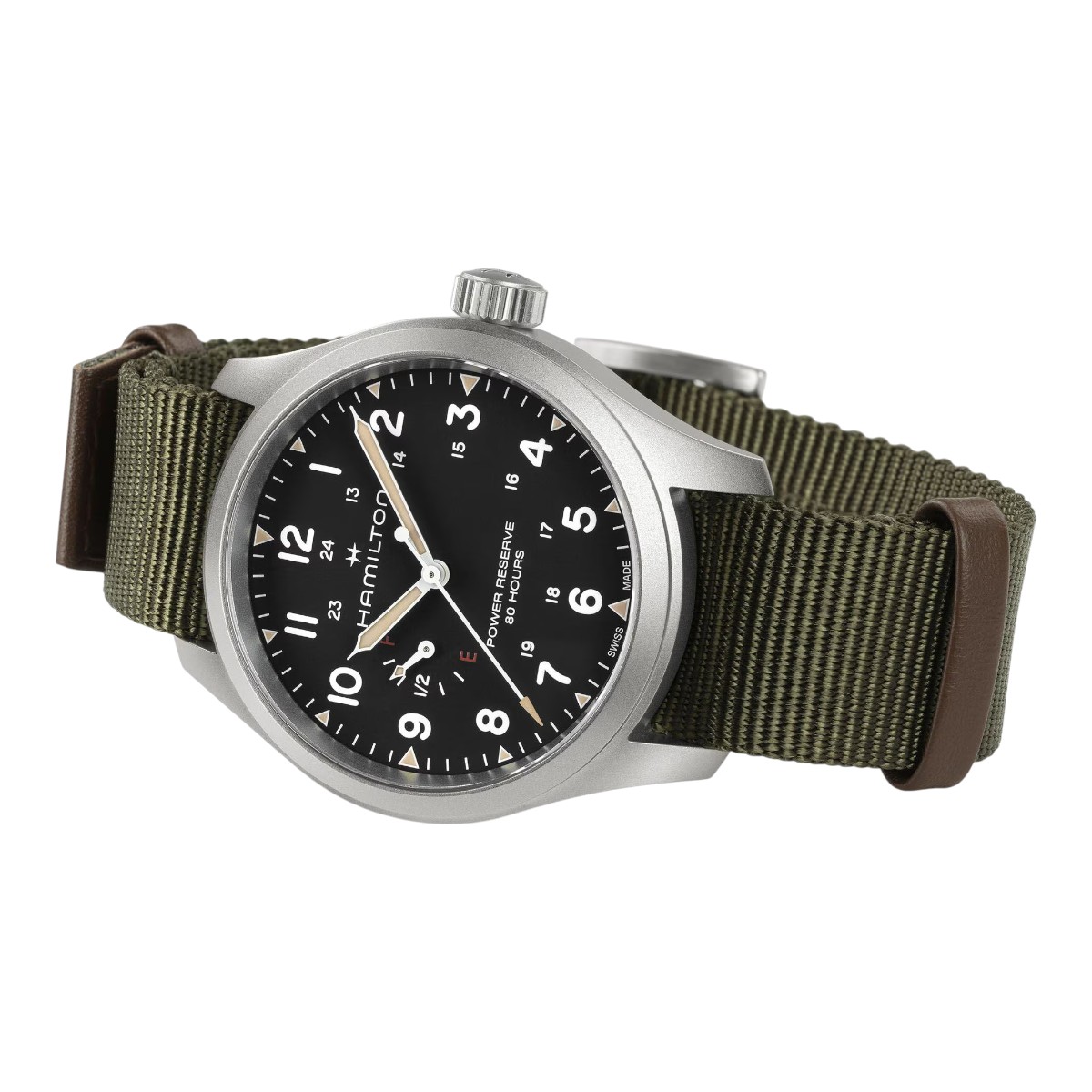 Hamilton Khaki Field Mechanical Power Reserve 40mm Men's Watch, Black Dial