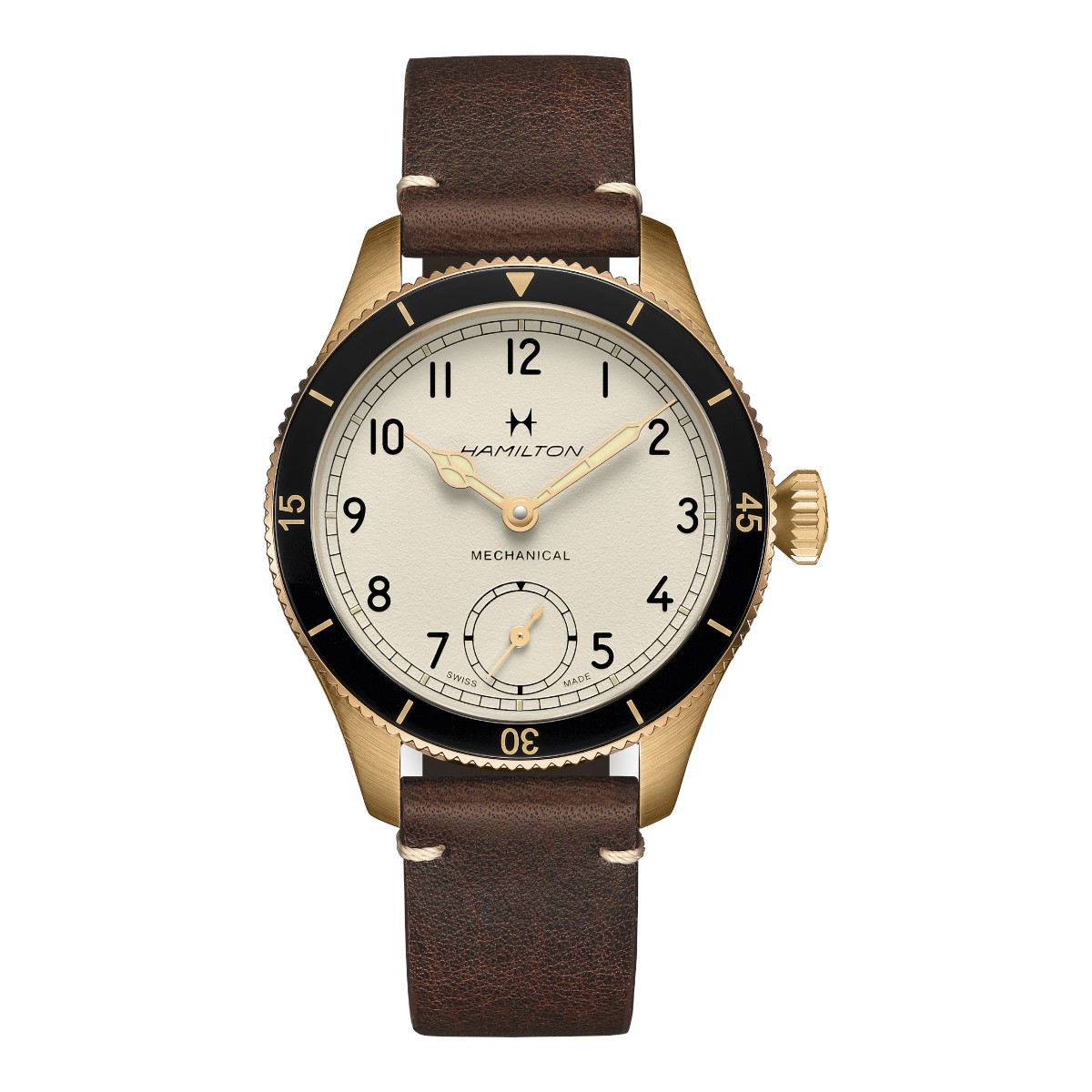 Hamilton Khaki Aviation Pilot Pioneer Mechanical Bronze 43mm Men's Watch, White Dial