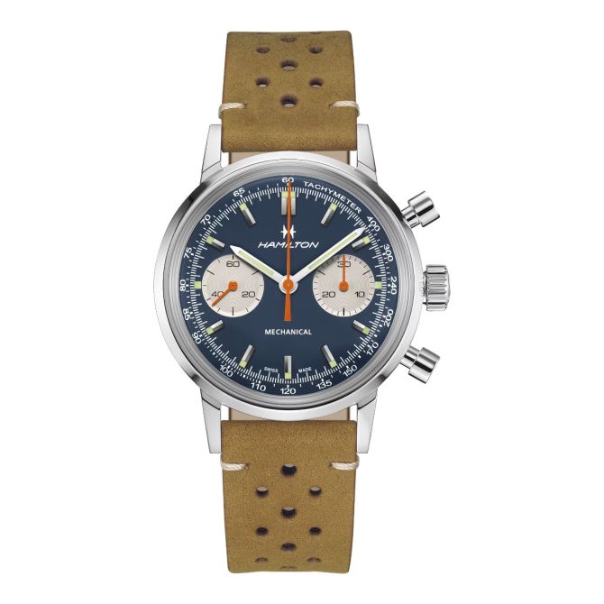 Hamilton American Classic Intra-Matic Chronograph H 40mm Men's Watch, Blue Dial