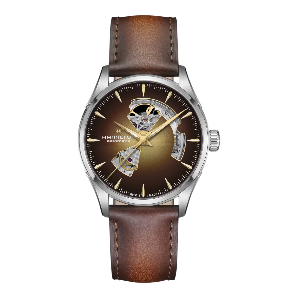 Hamilton Jazzmaster Open Heart Automatic 42mm Men's Watch, Brown Dial