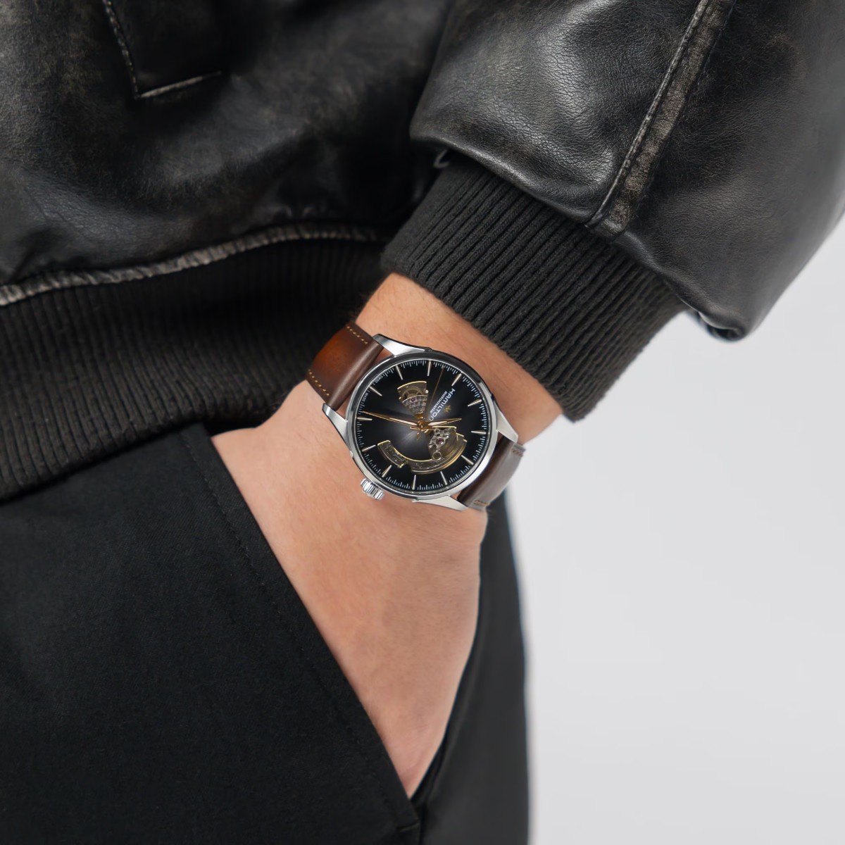 Hamilton Jazzmaster Open Heart Automatic 42mm Men's Watch, Brown Dial