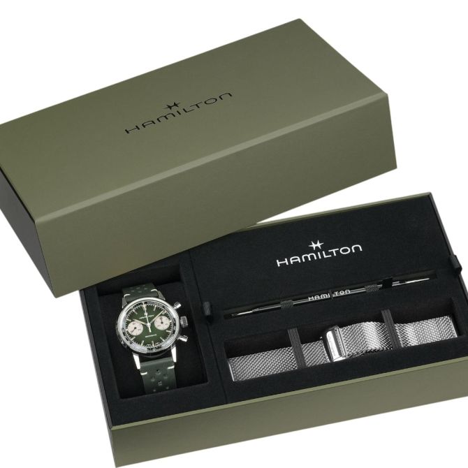 Hamilton American Classic Intra-Matic Chronograph H 40mm Watch, Green Dial