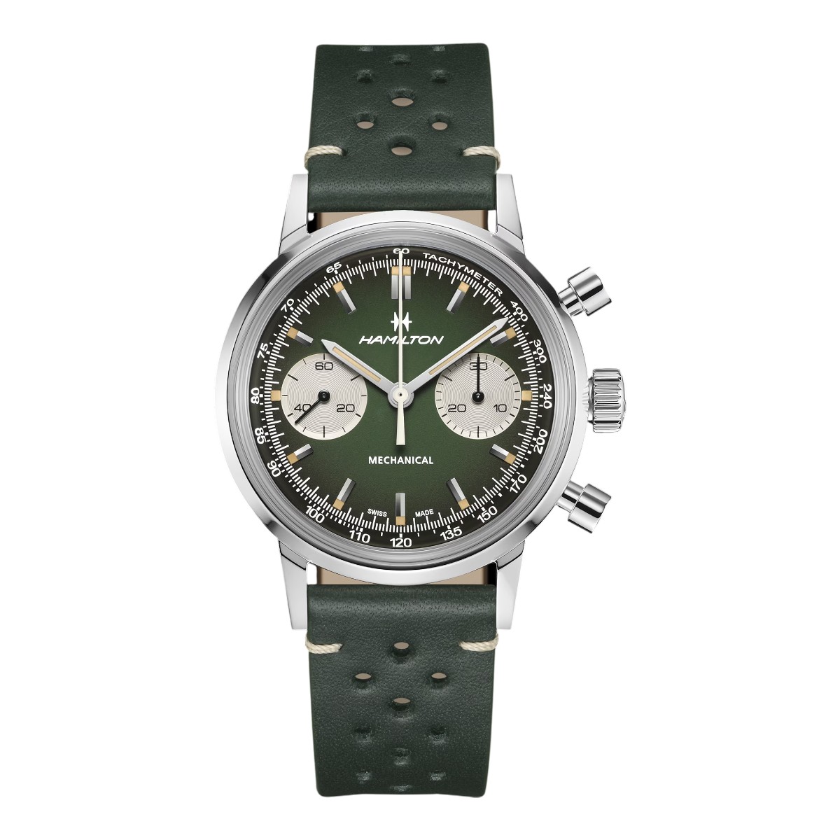 Hamilton American Classic Intra-Matic Chronograph H 40mm Watch, Green Dial