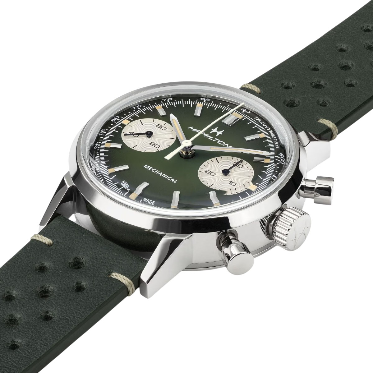 Hamilton American Classic Intra-Matic Chronograph H 40mm Watch, Green Dial