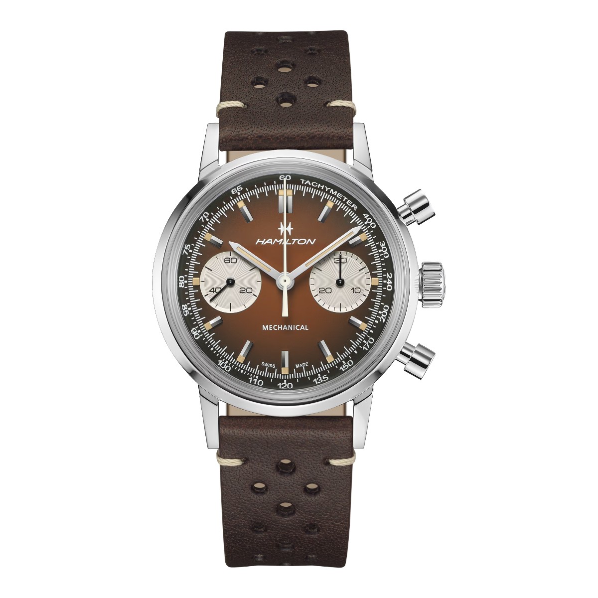 Hamilton American Classic Intra-Matic Chronograph H 40mm Men's Watch, Brown Dial