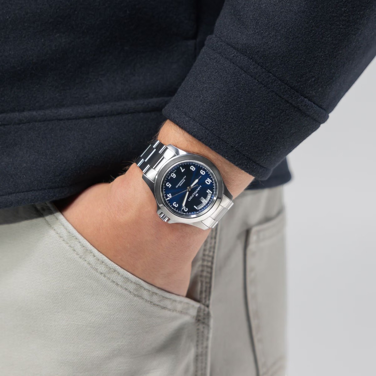 Hamilton Khaki Field King Day Date 40mm Men's Watch, Blue Dial