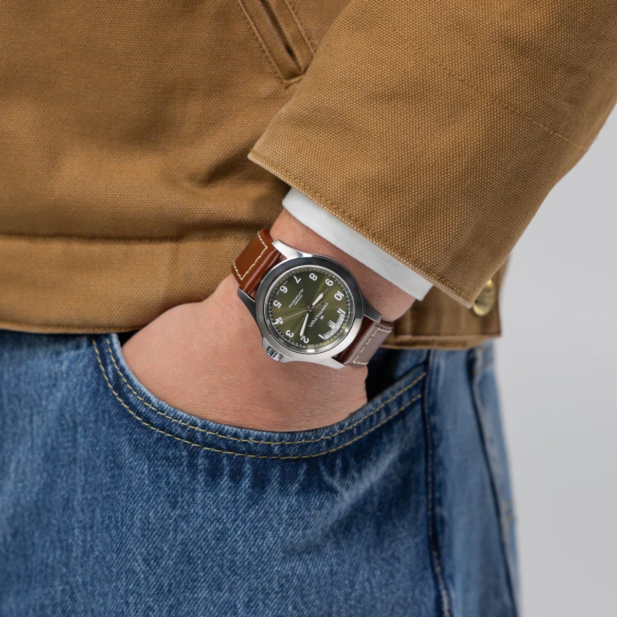 Hamilton Khaki Field King Day Date 40mm Men's Watch, Green Dial