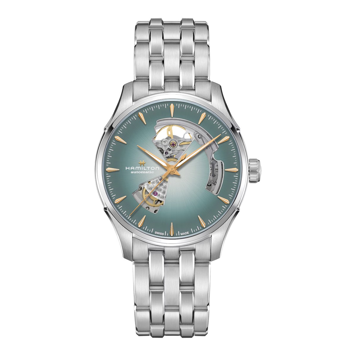 Hamilton Jazzmaster Open Heart Automatic 40mm Men's Watch, Blue Green Dial