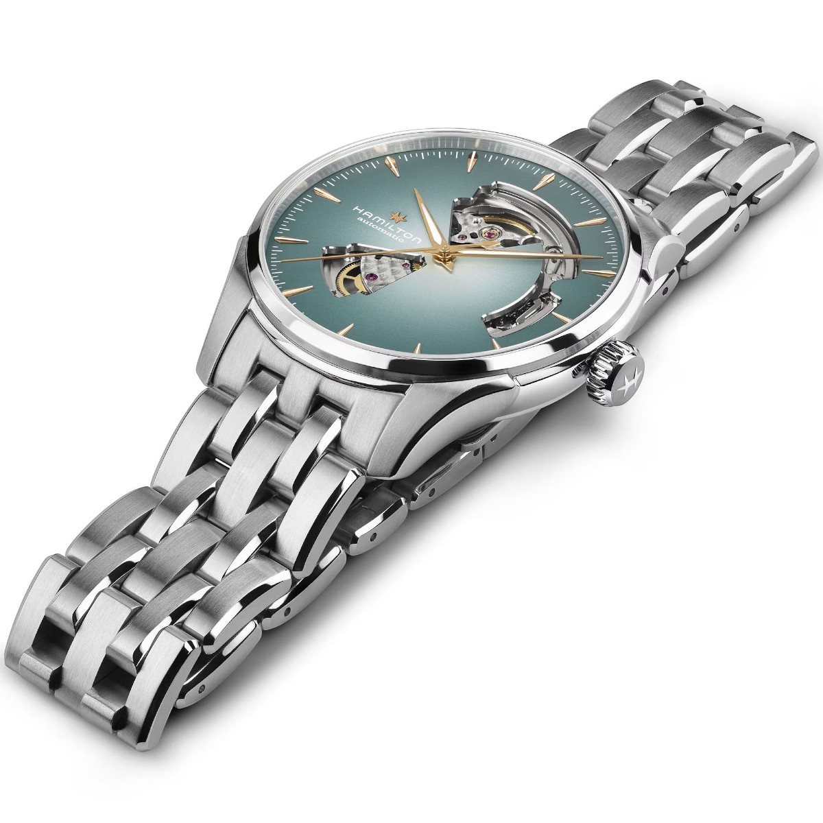 Hamilton Jazzmaster Open Heart Automatic 40mm Men's Watch, Blue Green Dial