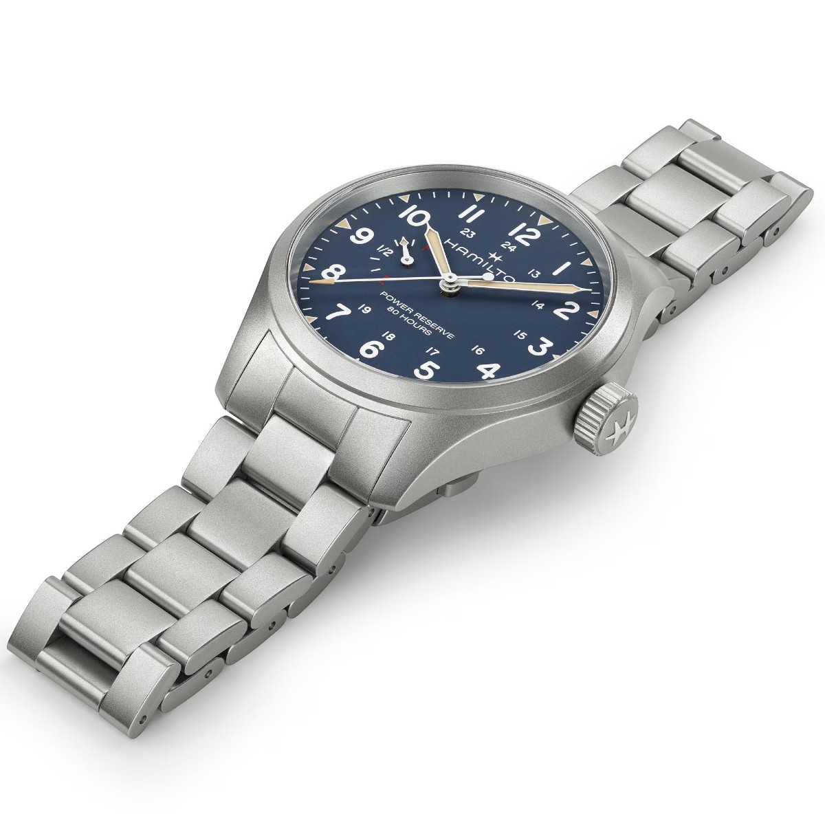 Hamilton Khaki Field Power Reserve 40mm Men's Watch, Blue Dial
